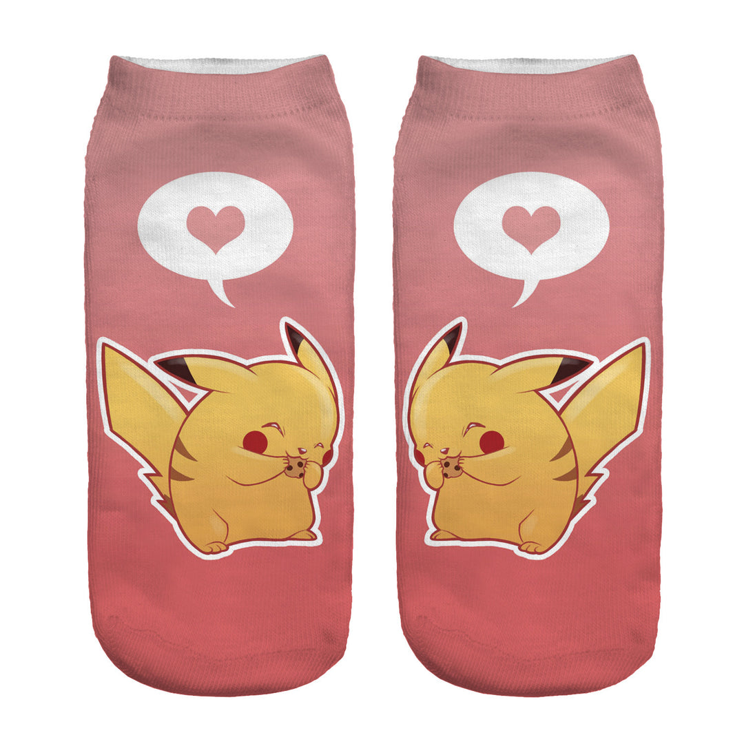 Unisex Low Ankle Socks with Cartoon Monster Face and Soft Cotton Blend Mune Fashion