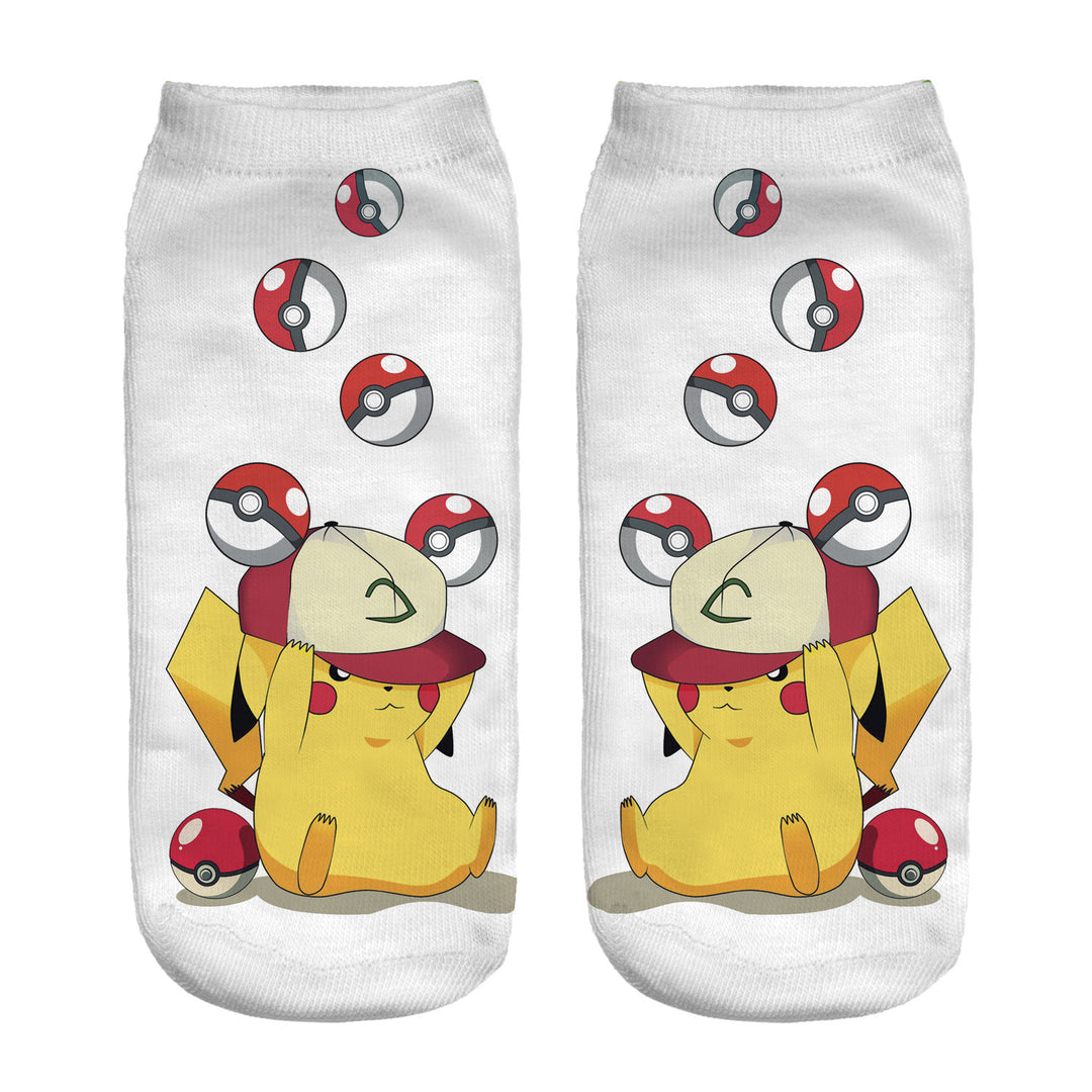 Unisex Low Ankle Socks with Cartoon Monster Face and Soft Cotton Blend Mune Fashion