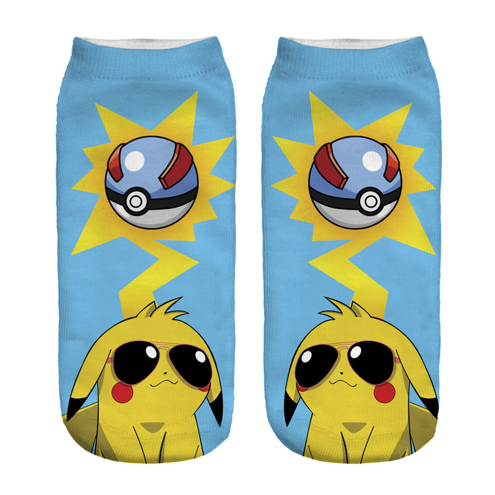 Unisex Low Ankle Socks with Cartoon Monster Face and Soft Cotton Blend Mune Fashion
