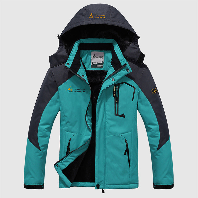 Men's three-layer thermo trekking jacket with removable hood and high-pile fleece lining Mune Fashion