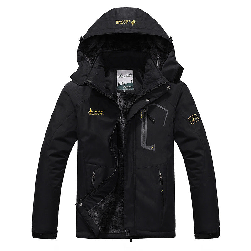 Men's three-layer thermo trekking jacket with removable hood and high-pile fleece lining Mune Fashion
