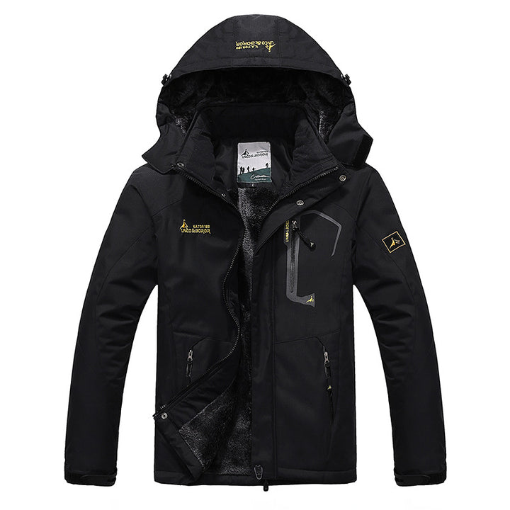 Men's three-layer thermo trekking jacket with removable hood and high-pile fleece lining Mune Fashion