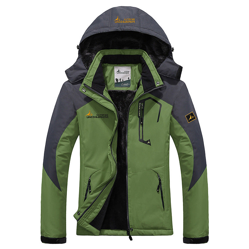 Men's three-layer thermo trekking jacket with removable hood and high-pile fleece lining Mune Fashion