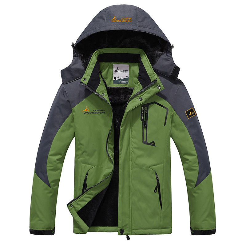 Men's three-layer thermo trekking jacket with removable hood and high-pile fleece lining Mune Fashion