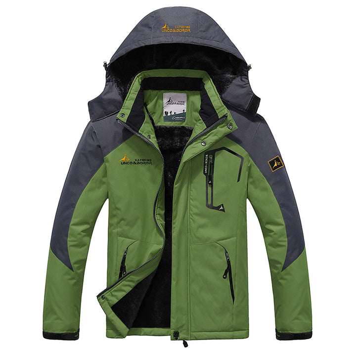 Men's three-layer thermo trekking jacket with removable hood and high-pile fleece lining Mune Fashion