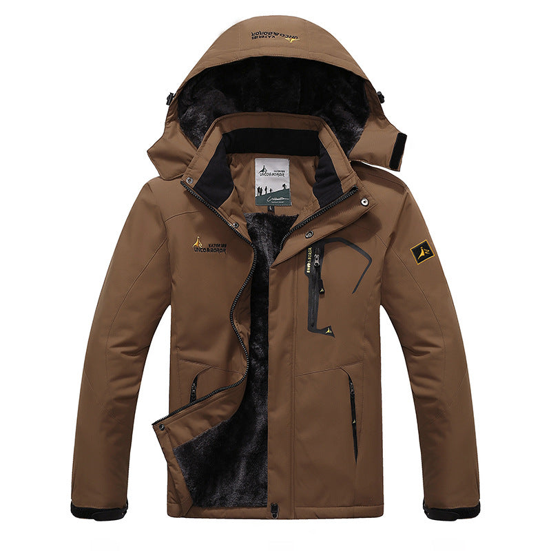 Men's three-layer thermo trekking jacket with removable hood and high-pile fleece lining Mune Fashion