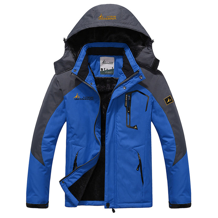 Men's three-layer thermo trekking jacket with removable hood and high-pile fleece lining Mune Fashion