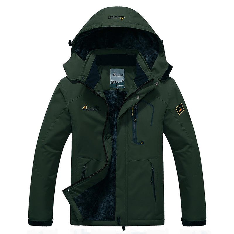 Men's three-layer thermo trekking jacket with removable hood and high-pile fleece lining Mune Fashion