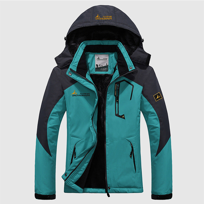 Men's three-layer thermo trekking jacket with removable hood and high-pile fleece lining Mune Fashion