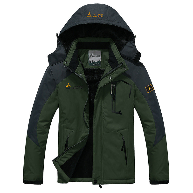 Men's three-layer thermo trekking jacket with removable hood and high-pile fleece lining Mune Fashion