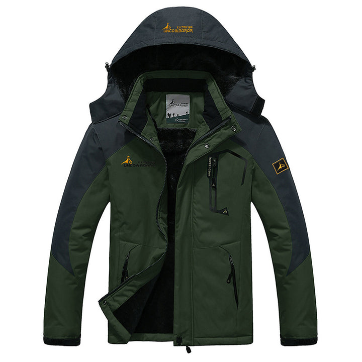 Men's three-layer thermo trekking jacket with removable hood and high-pile fleece lining Mune Fashion