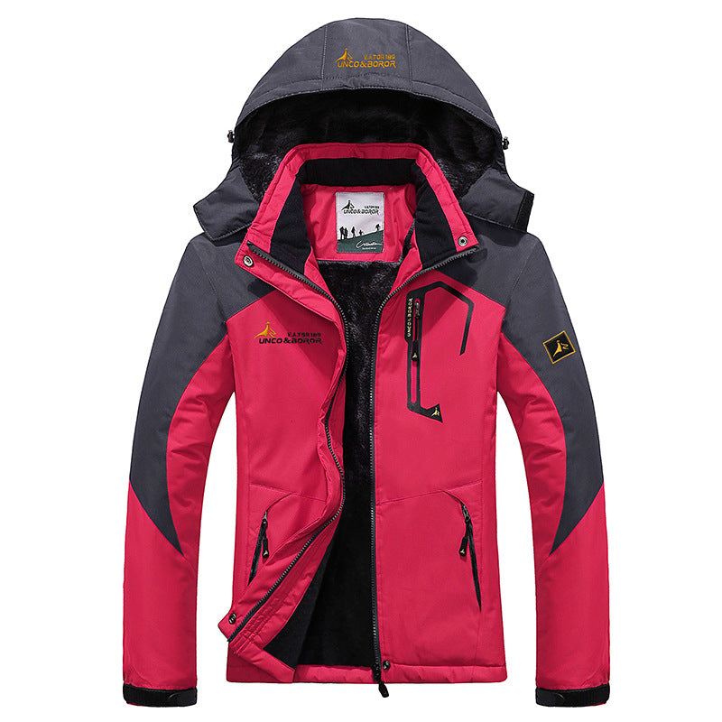 Men's three-layer thermo trekking jacket with removable hood and high-pile fleece lining Mune Fashion