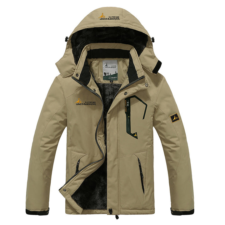 Men's three-layer thermo trekking jacket with removable hood and high-pile fleece lining Mune Fashion