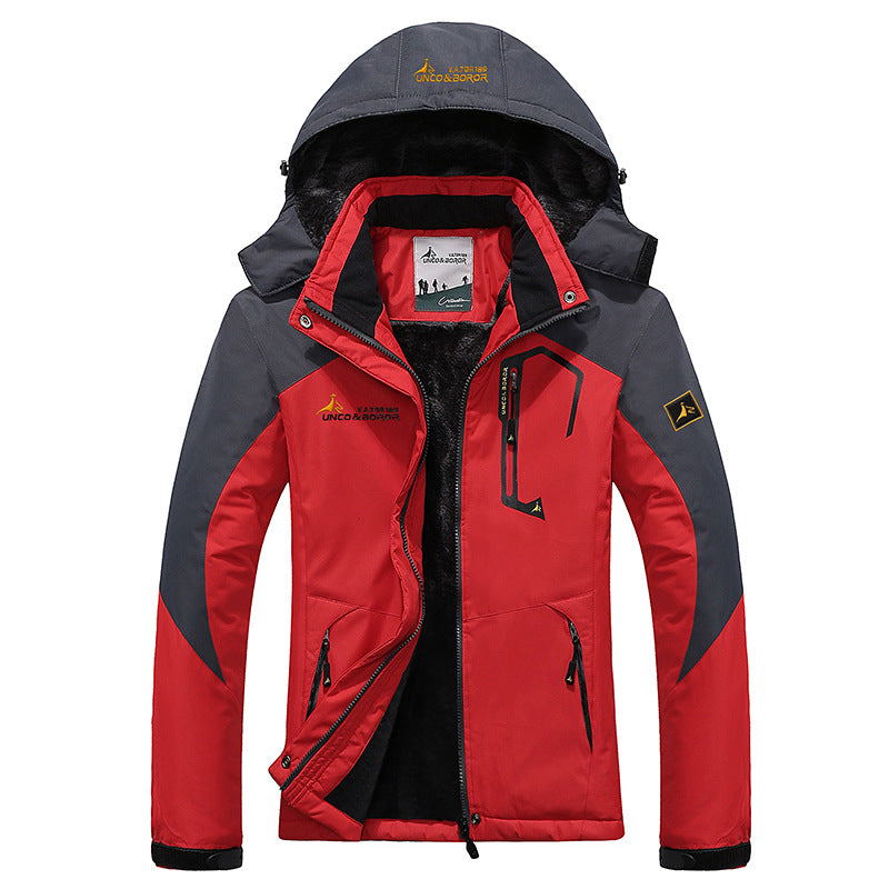 Men's three-layer thermo trekking jacket with removable hood and high-pile fleece lining Mune Fashion
