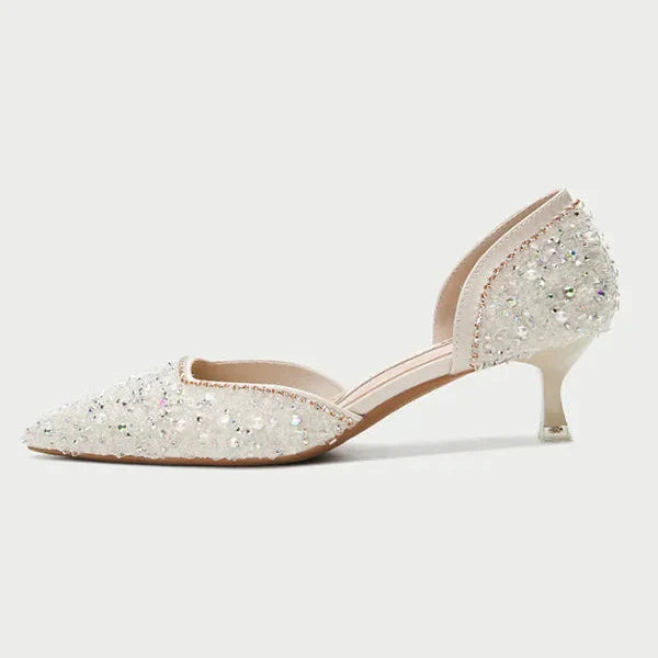 Mune Fashion | Stylish shoes with pointed toe and medium heel with glitter surface