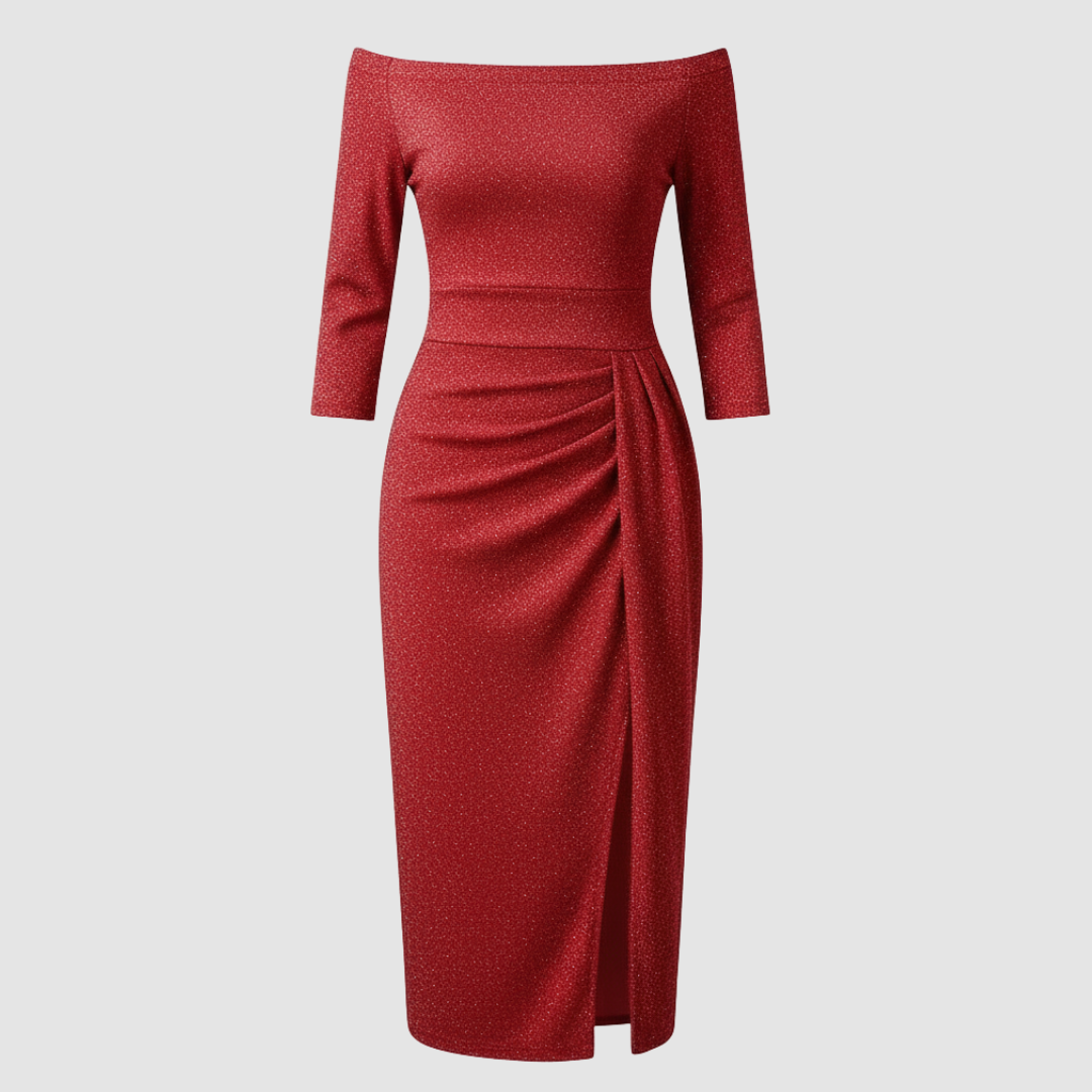 Elegant Wedding Guest Dress Off Shoulder Long Satin