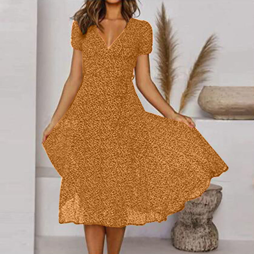 A-line dress with V-neck and flared hem