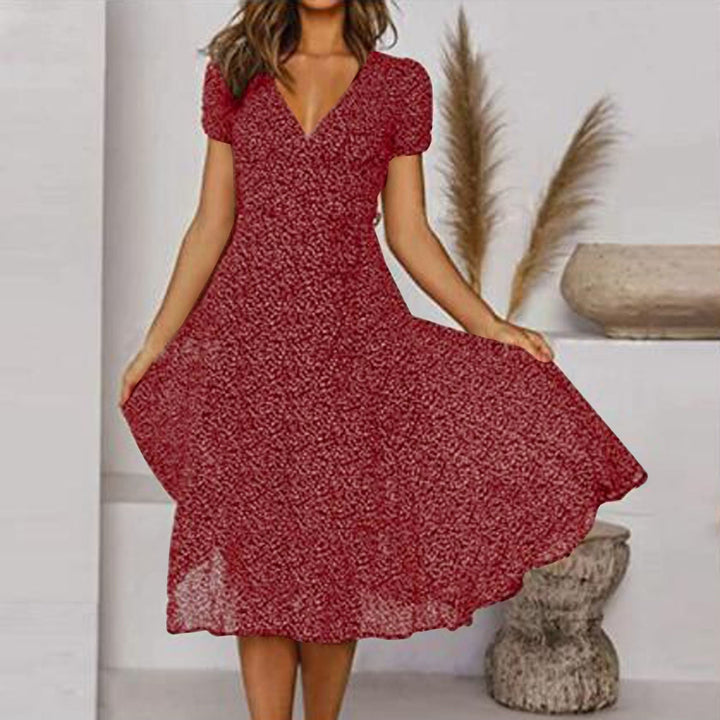 A-line dress with V-neck and flared hem