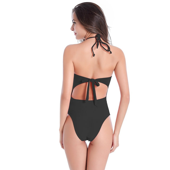 Women's One-Piece Swimsuit with Deep Back Cut-Out and Sophisticated Cut-Out Mune Fashion