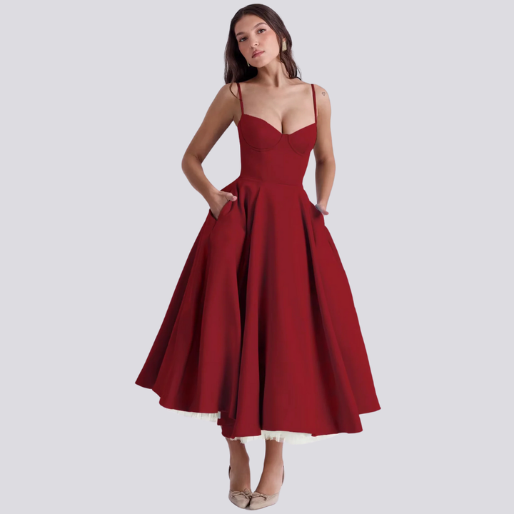 Mune | Midi Dress with Floral Corset for Women