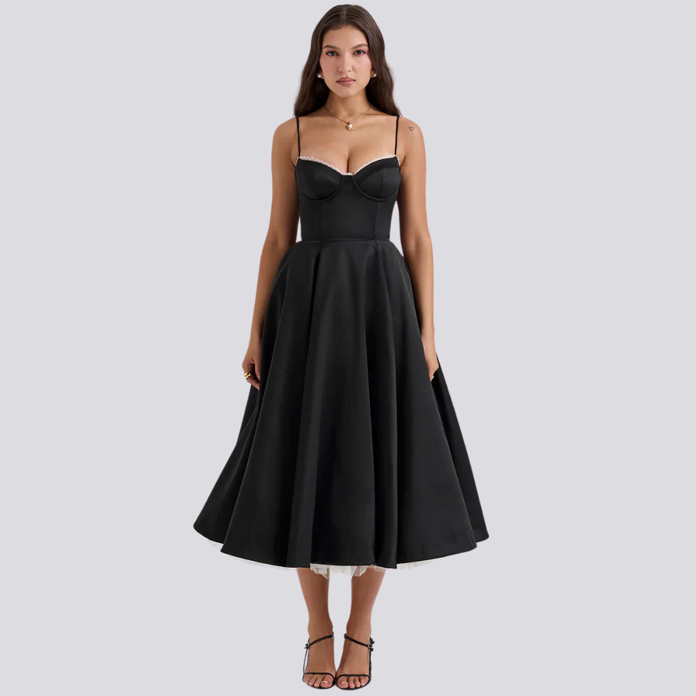 Mune Fashion | Midi dress with floral corset for women