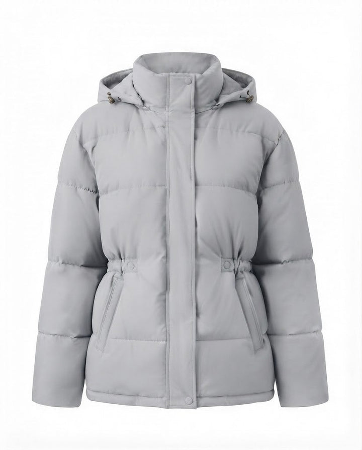 Women’s oversized quilted hooded jacket with warming thermo padding