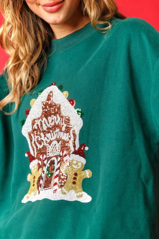 Mune | Christmas Candy House Sequins Casual Loose Sweater