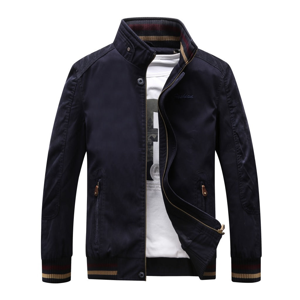 Men's Harrington-Style Transition Jacket with Stand Collar and Ribbed Cuffs Mune Fashion