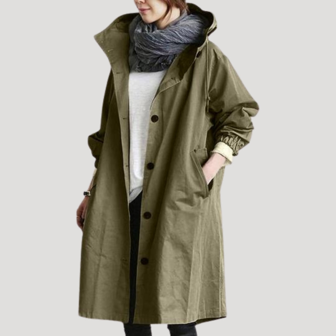 Mune | Women's Trench Coat Long Lightweight with Hood Jacket