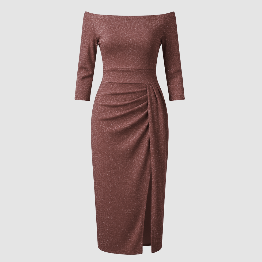 Elegant Wedding Guest Dress Off Shoulder Long Satin