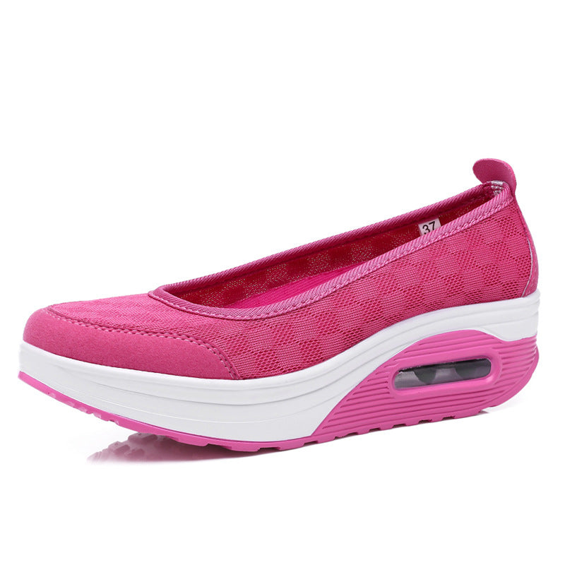 Women's slip-on wedge ballerina with visible heel air chamber and shock-absorbing wedge sole Mune Fashion