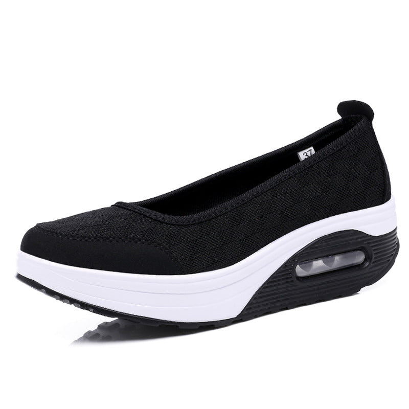 Women's slip-on wedge ballerina with visible heel air chamber and shock-absorbing wedge sole Mune Fashion