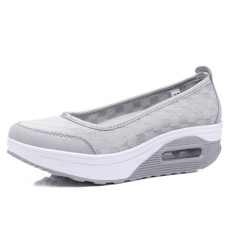 Women's slip-on wedge ballerina with visible heel air chamber and shock-absorbing wedge sole Mune Fashion