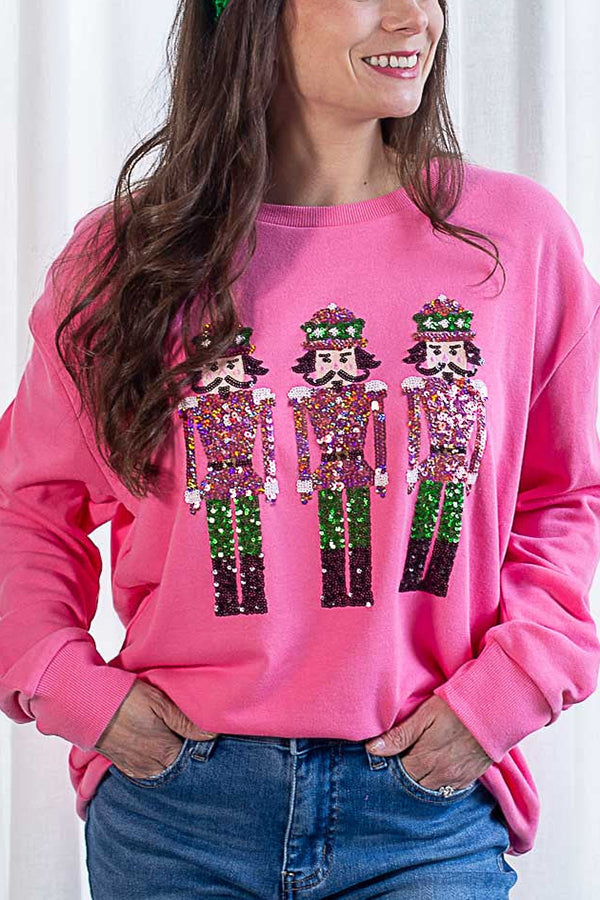 Mune | Christmas Guardian Sequin Loose Casual Sweatshirt