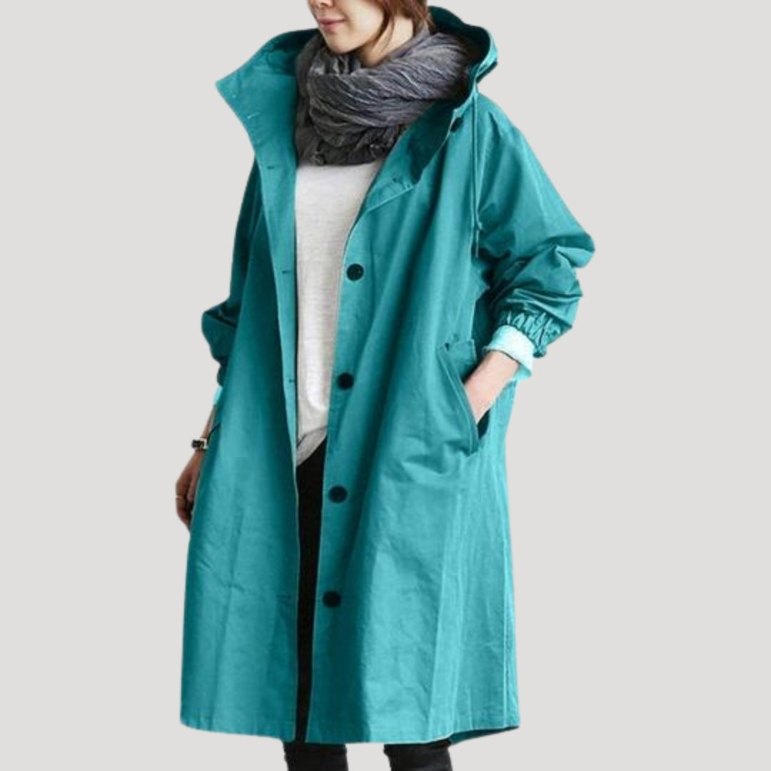Mune | Women's Trench Coat Long Lightweight with Hood Jacket