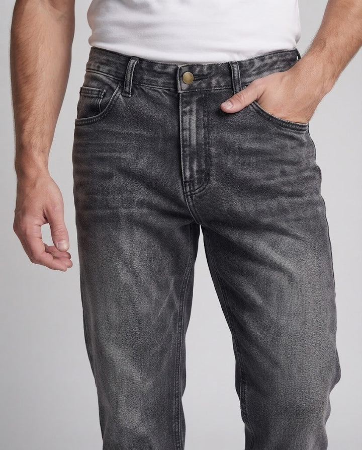 Men's Relaxed Denim Jeans with extra wide leg, Charcoal Wash and extended hem Mune Fashion