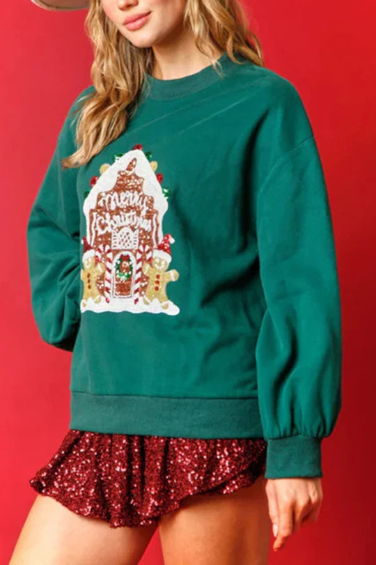 Mune | Christmas Candy House Sequins Casual Loose Sweater