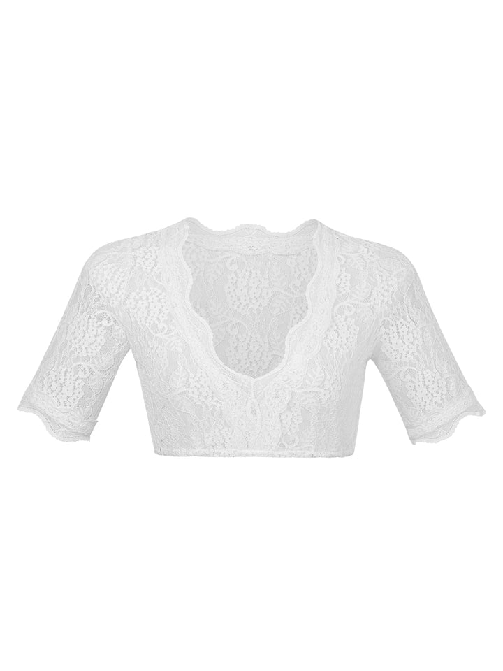 Mune Fashion | Short Sleeve V Neck White Women's Dirndl Blouses