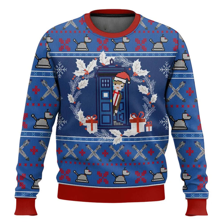 Mune | 3D Christmas sweater - Humorous Tardis design & Warmer comfort for the holidays