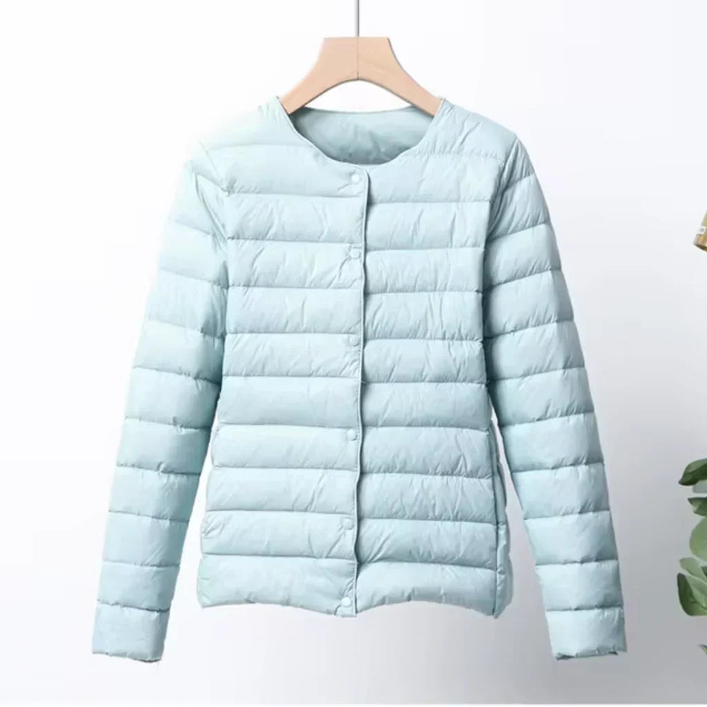 Mune | Down Puffer Ultra Lightweight Slim Fit Button Closure Hip Length