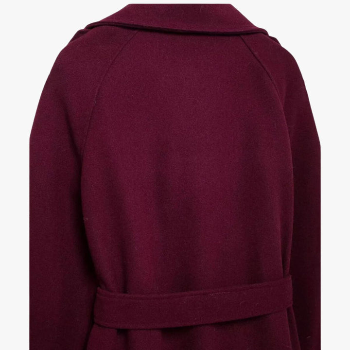 Mune | Elegant Trench Coat In Burgundy with Belt
