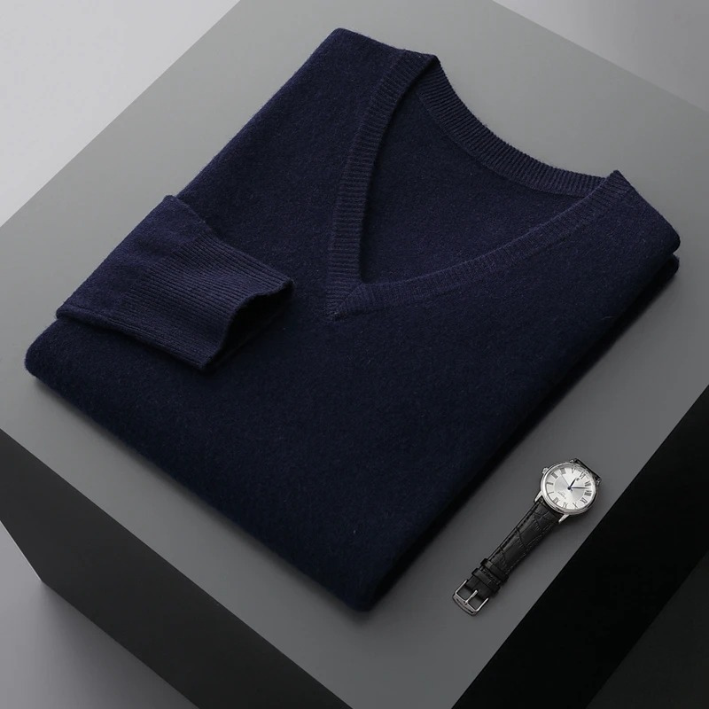 Mune | Cashmere Sweater Men V-Neck Soft Cashmere Knit Material