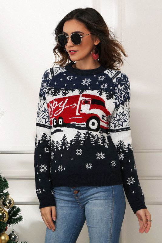 Mune | Snowflake and Truck Print Christmas Sweater