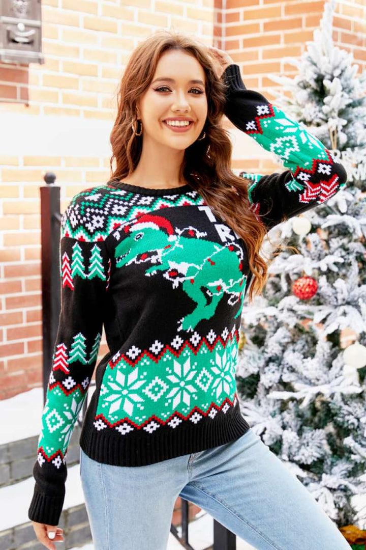 Mune | Christmas Dinosaur Knit Pullover
