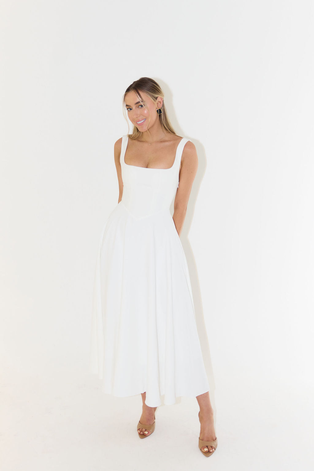 Midi dress with square neckline