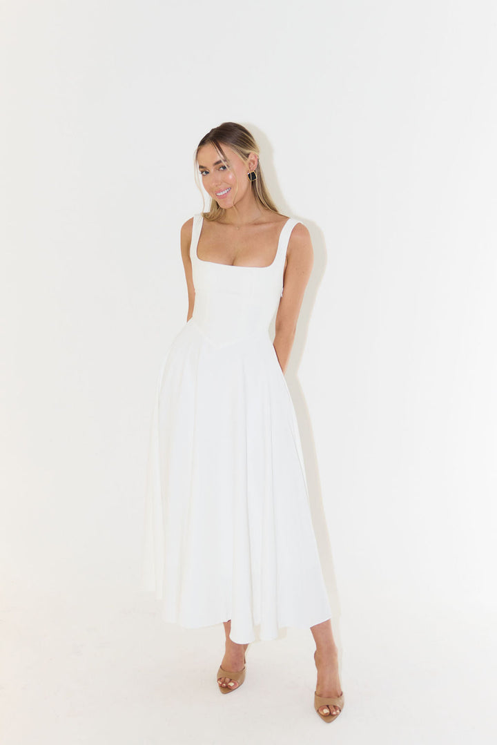 Midi dress with square neckline