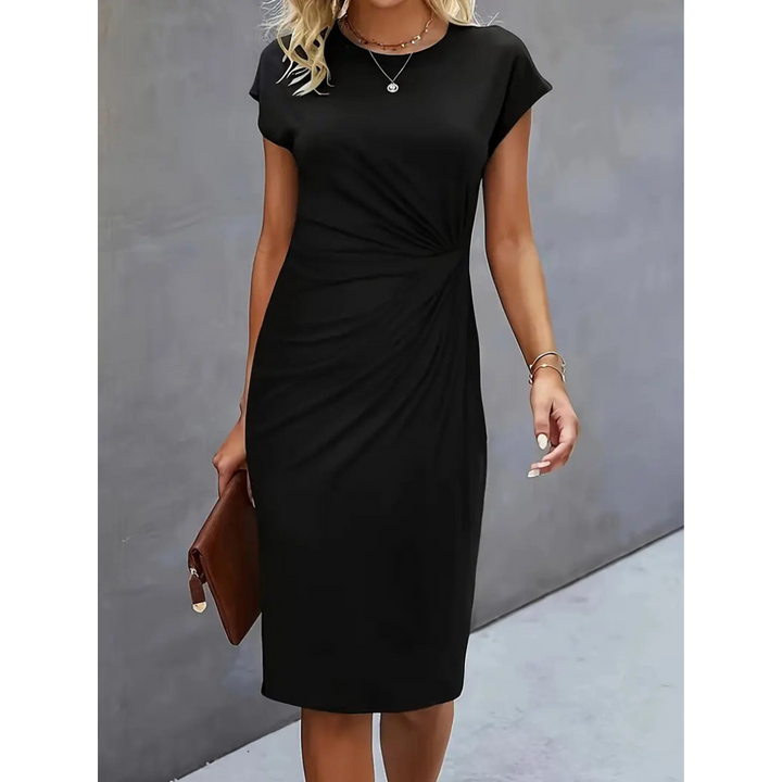 Mune Fashion | Women's Waist Accent Style Dress Short Sleeve