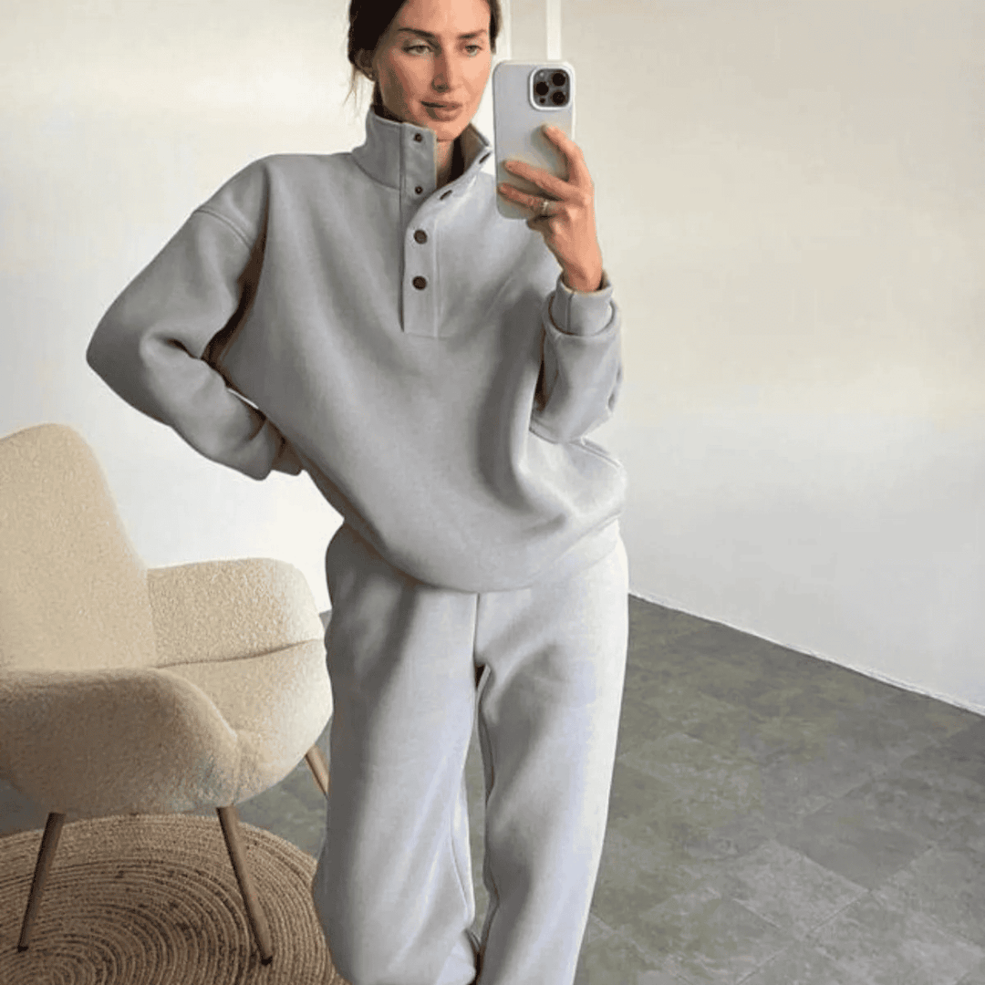 Mune | Stand collar and snap buttons separate pants women tracksuit