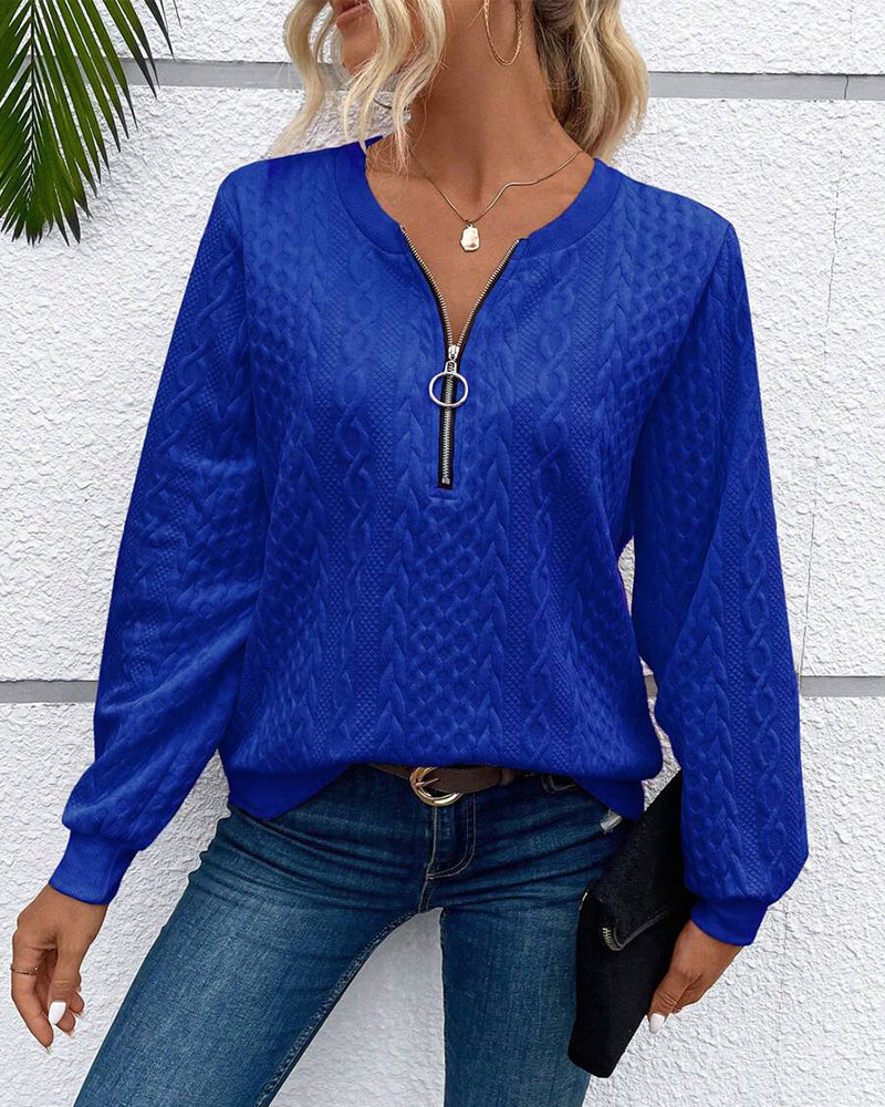 Mune | Casual Solid Color Sweatshirt with Long Sleeves and Zipper