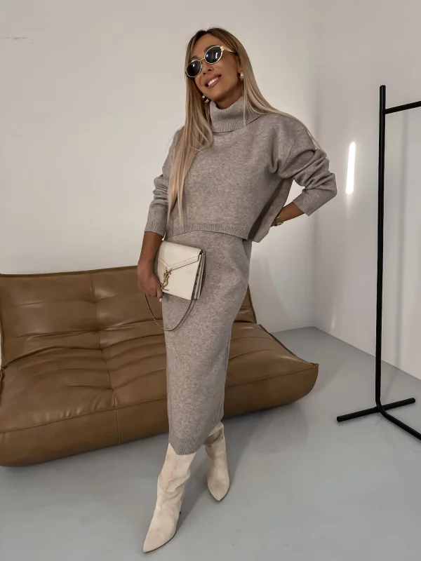 Mune | Jersey Set Midi Dress with Turtleneck